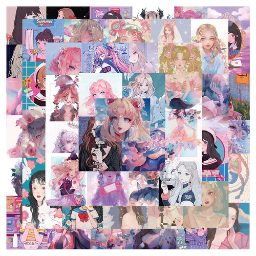 50PCS Cartoon Candy Girl Heart Comic Style Cute Creative Sticker Sticker Scrapbook Suitcase Phone Sticker