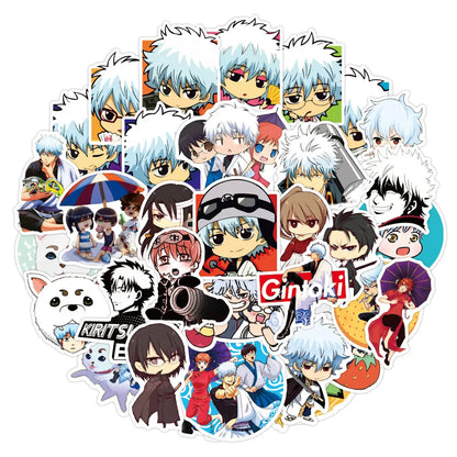 50PCS Anime Gintama Sticker Graffiti Luggage Trolley Case Notebook Cup Car Interior Bathroom Decoration Sticker