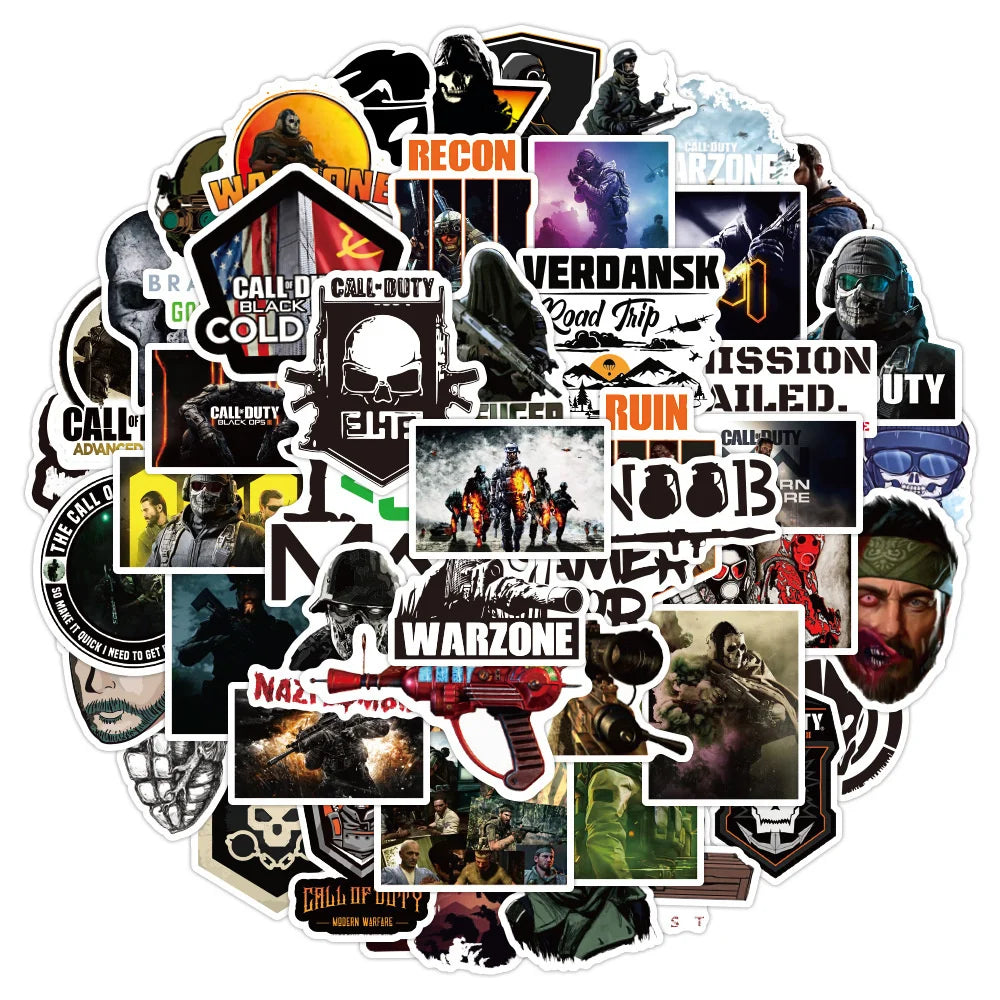 50PCS Game Mission War Fire Assault Graffiti Laptop Guitar Motorcycle Luggage Skateboard Bike Waterproof Sticker