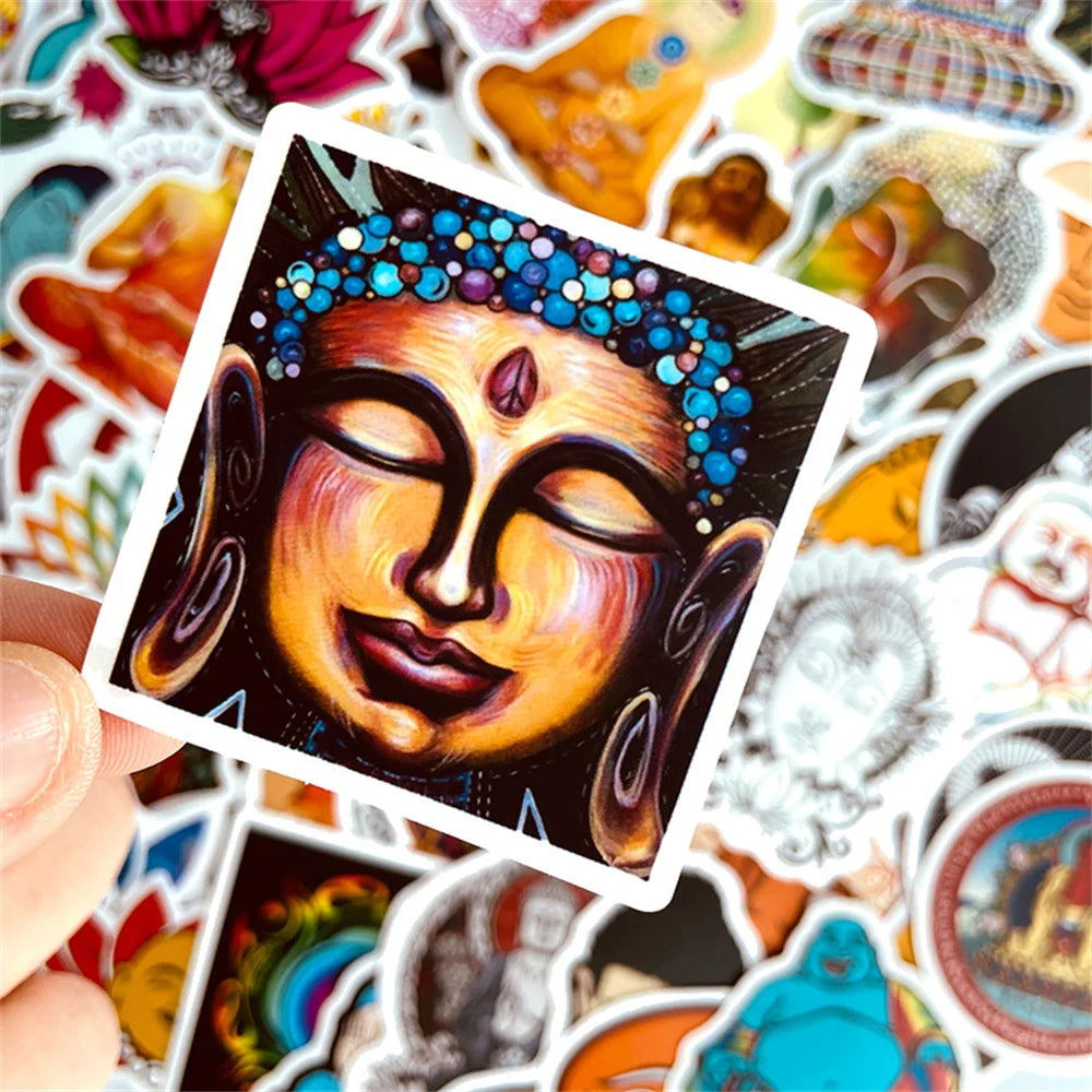 50PCS Good Luck Sticker Buddhist Faith Bless Notebook Graffiti Trolley Case Bike Scooter Waterproof Sticker