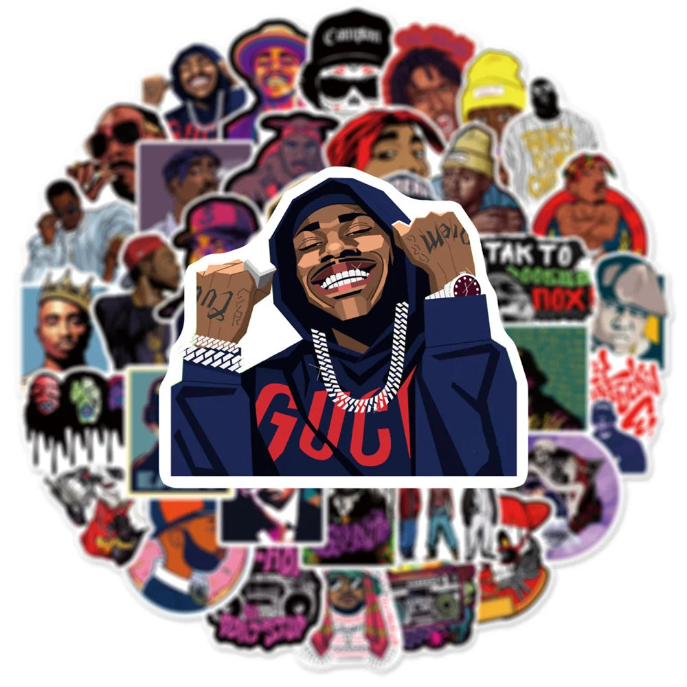 50PCS East West Coast Rap Graffiti Sticker Suitcase Guitar Car Computer Skateboard Refrigerator Helmet Waterproof