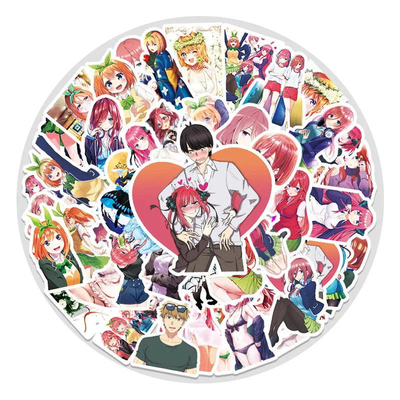 50PCS daily full five equal parts of bride cartoon anime girl graffiti stickers, personalized DIY decoration laptop car waterproof graffiti sticker toys
