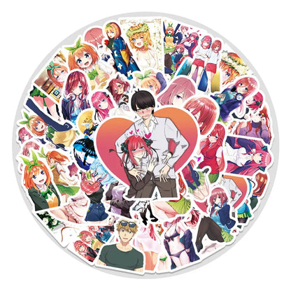 50PCS daily full five equal parts of bride cartoon anime girl graffiti stickers, personalized DIY decoration laptop car waterproof graffiti sticker toys