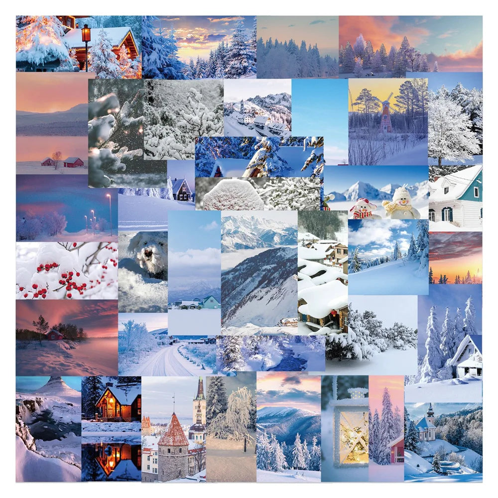 50PCS Winter Snow Scene Stickers Personalized Decoration Luggage Laptop Guitar Waterproof Stickers