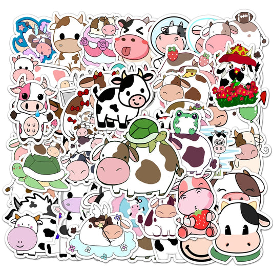 50PCS Cartoon Ins Wind Cute Cow Decoration Sticker Scooter Trunk Motorcycle Locomotive Car Sticker