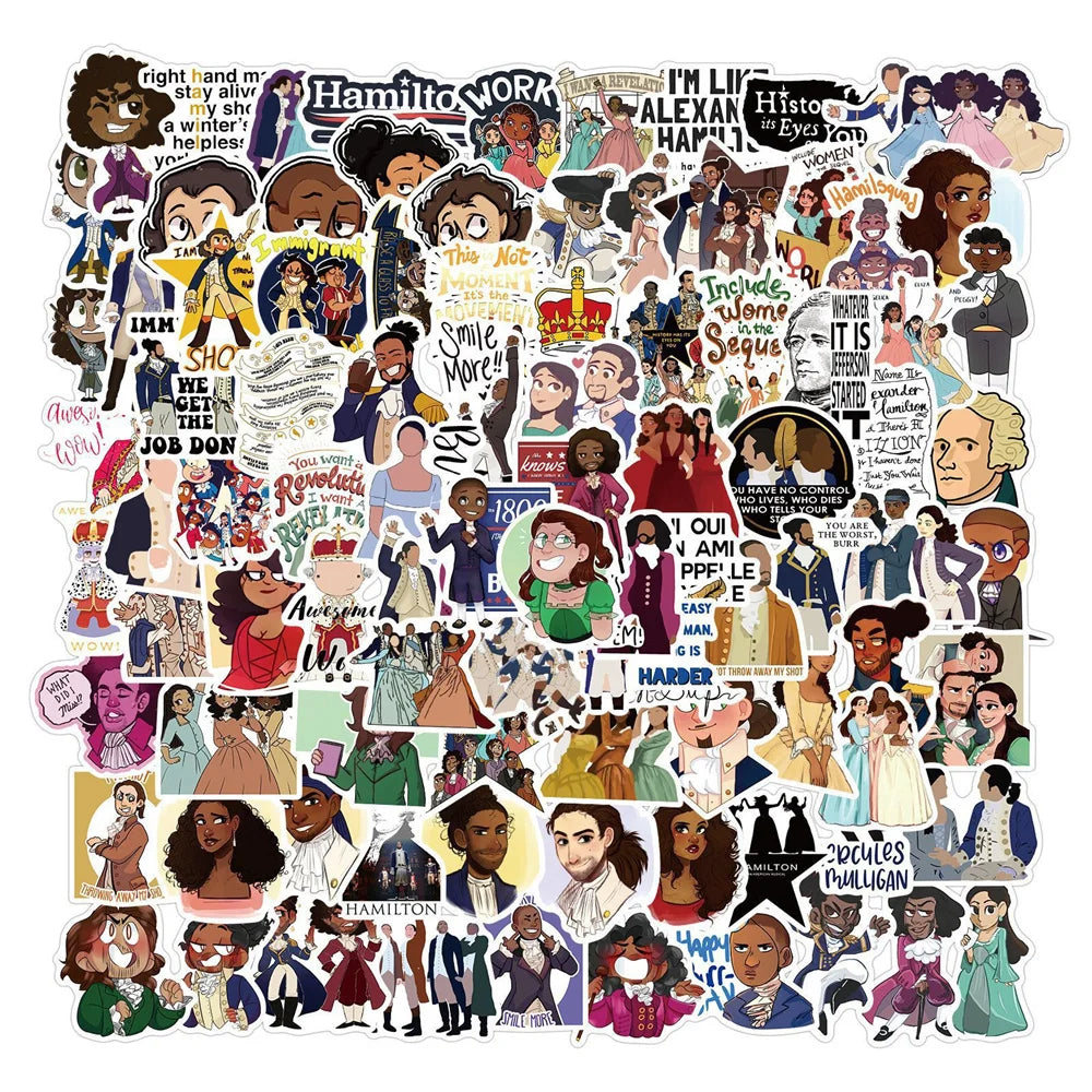 50PCS Hamilton Musical Graffiti Waterproof Sticker Suitcase Notebook Refrigerator Skateboard StationeryBox Helmet