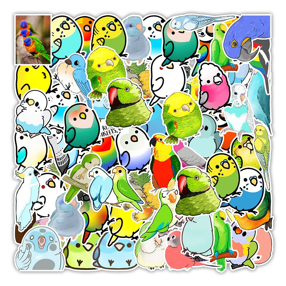 50PCS Color Bird Graffiti Stickers Mobile Phone Water Cup Computer Cartoon Creative Stickers