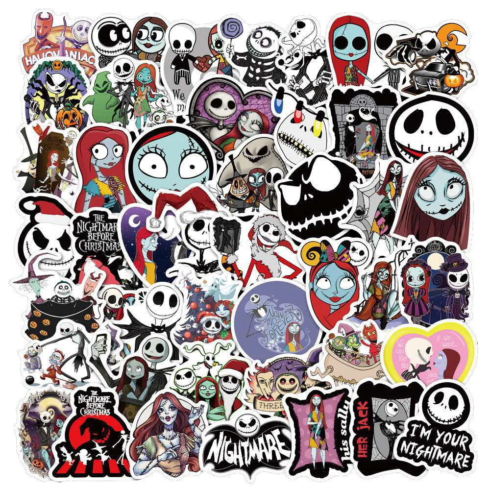 50PCS Horror Theme Christmas Night Waterproof Sticker Suitcase Notebook Refrigerator Skateboard Water Cup Helmet