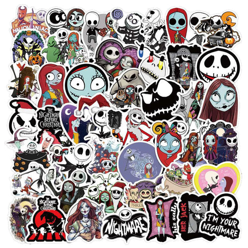 50PCS Horror Theme Christmas Night Waterproof Sticker Suitcase Notebook Refrigerator Skateboard Water Cup Helmet