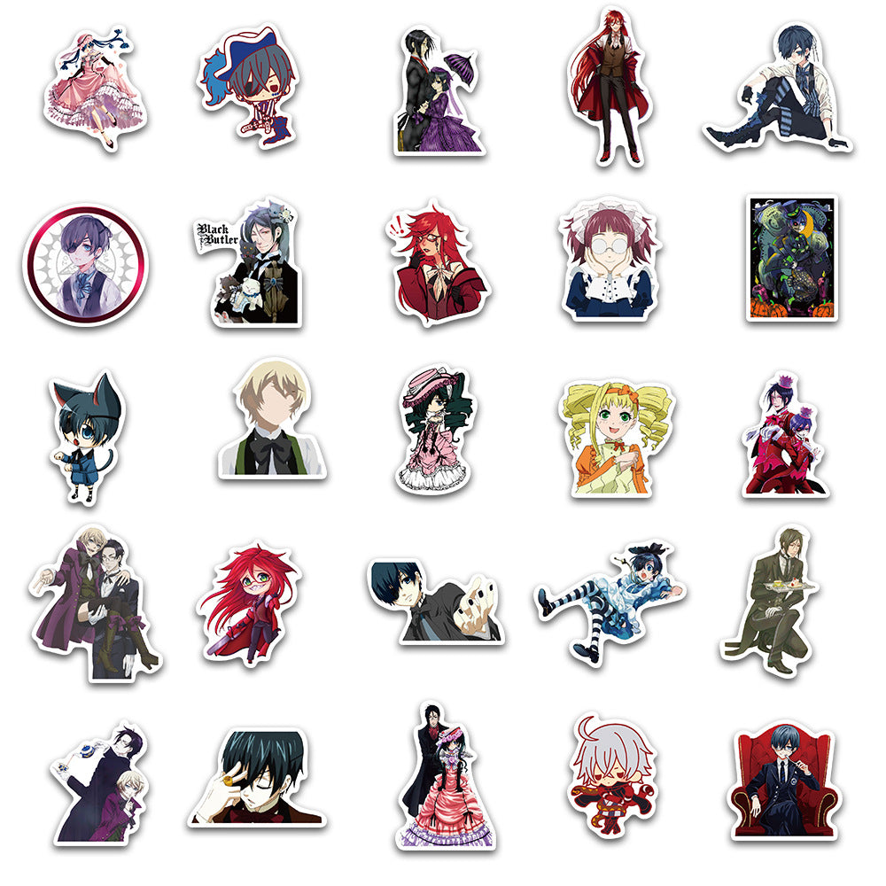 50PCS Black Butler Anime Stickers, Japanese Manga Inspired Butler & Demon Doodles for Fans and Planners