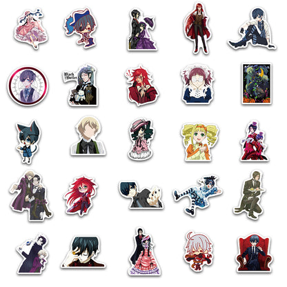 50PCS Black Butler Anime Stickers, Japanese Manga Inspired Butler & Demon Doodles for Fans and Planners
