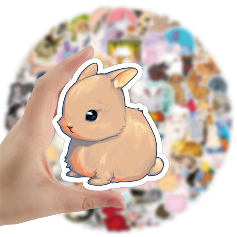 50PCS Cartoon Cute Rabbit Graffiti Stickers Scooter Notebook Scooter Guitar Waterproof Stickers Decorative Toys