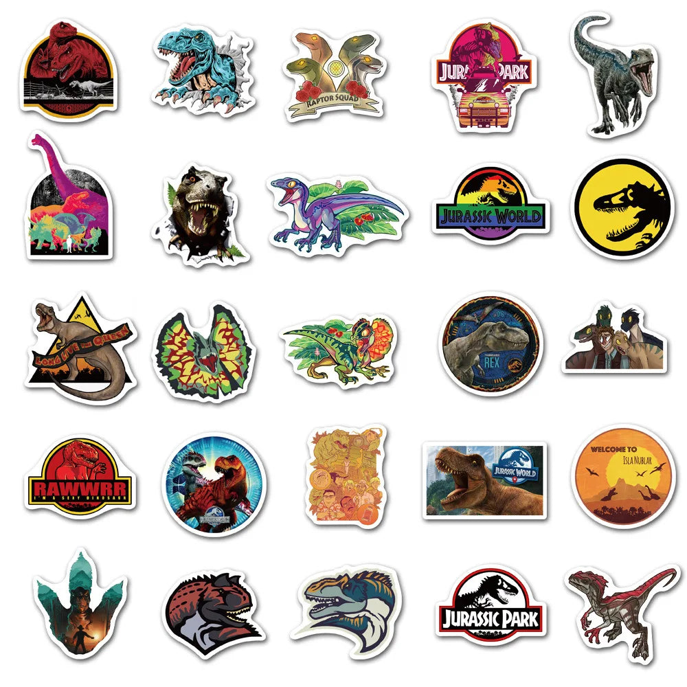 50PCS Classic Movie Jurassic Park Graffiti Luggage Laptop Motorcycle Mobile Phone Water Cup Sticker