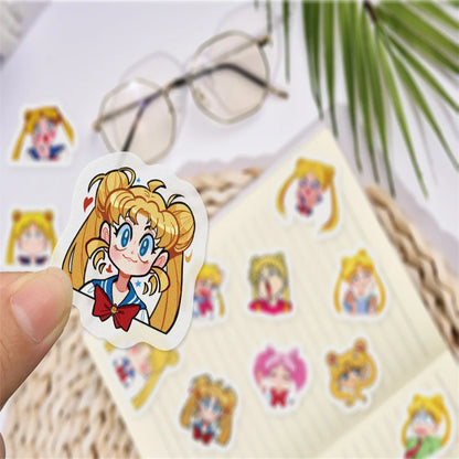 50PCS/ Anime Moonlight Beautiful Girl Laptop Guitar Motorcycle Luggage Skateboard Bike Waterproof Sticker