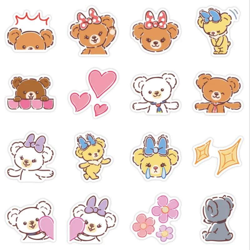 50PCS of cute cartoon bear and rabbit animal decorative style graffiti stickers, personalized, fashionable and creative trend DIY exquisite decorative decal cups, helmets, skateboard popular sticker toys