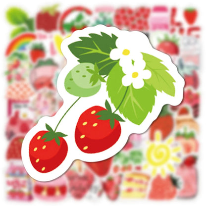 50PCS Cute Strawberry Dessert Girly Heart Graffiti Sticker Cute Mobile Water Cup Computer Hand Ledger Sticker