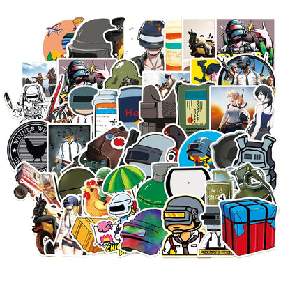 50PCS Game pubg Graffiti Sticker iPad Suitcase Skateboard Helmet Luggage Laptop Classic Toy Waterproof Sticker