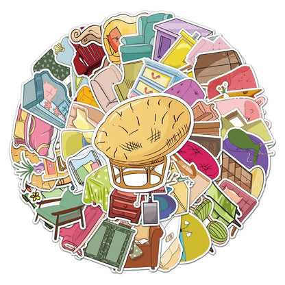 50PCS furniture graffiti stickers cartoon small fresh ins wind stickers DIY skateboard water cup luggage stickers