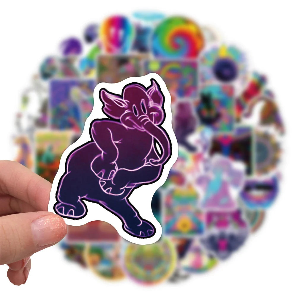 50PCS Psychedelic Series Graffiti Waterproof Sticker Car Trunk Notebook Skateboard Water Cup Sticker