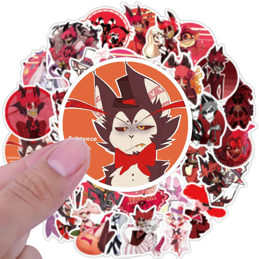 50PCS Animation Hell Hotel Graffiti Waterproof Sticker Suitcase Notebook Refrigerator Skateboard Helmet Water