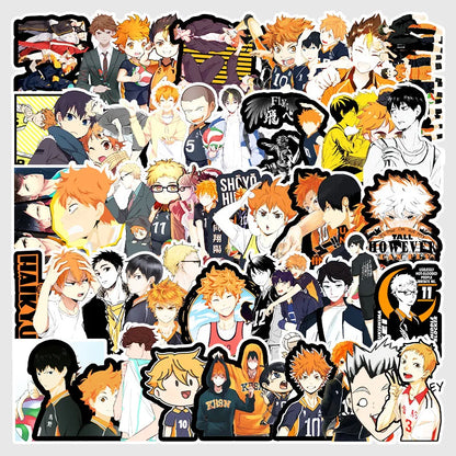 50PCS cartoon volleyball teen graffiti stickers, personalized DIY suitcases, suitcase scooters, waterproof decorative cartoon sticker toys