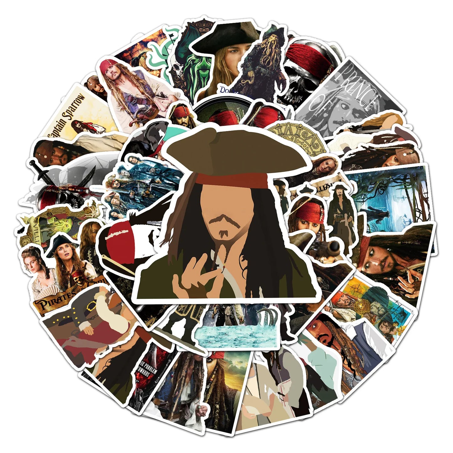 50PCS   Pirates of The Caribbean Graffiti Waterproof Sticker Suitcase Notebook Refrigerator Stationery Box WaterCup