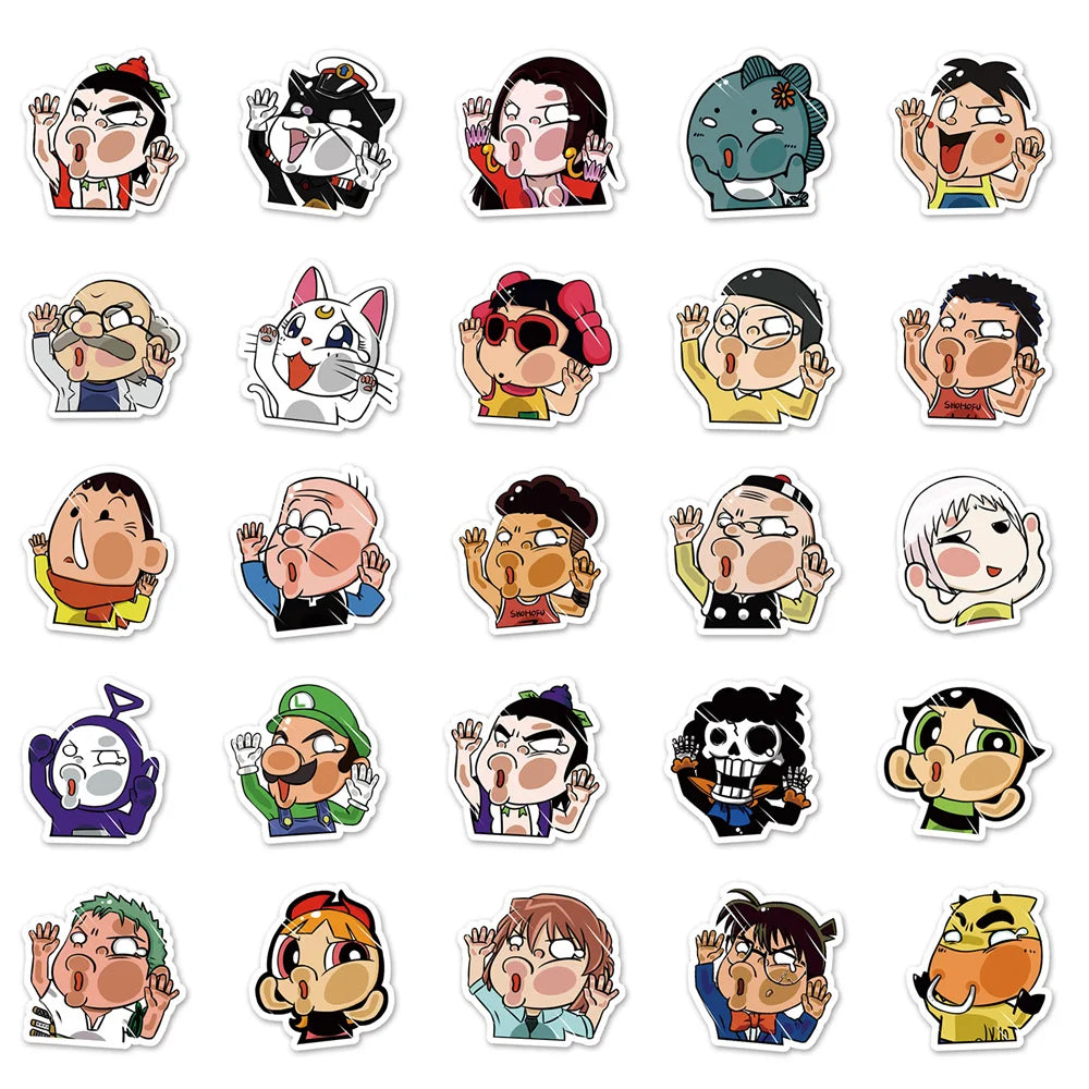 50PCS Cartoon Sticker Glass Series Graffiti Sticker Ceramic Cup Laptop Car Refrigerator Waterproof Sticker