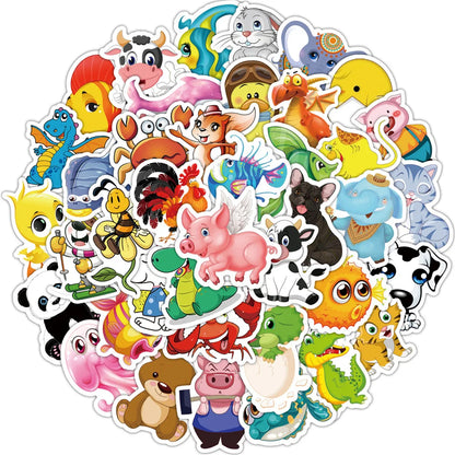 100PCS Cute Animal World Mix and Match Graffiti Stickers Mobile Phone Water Cup Computer Hand Ledger Stickers