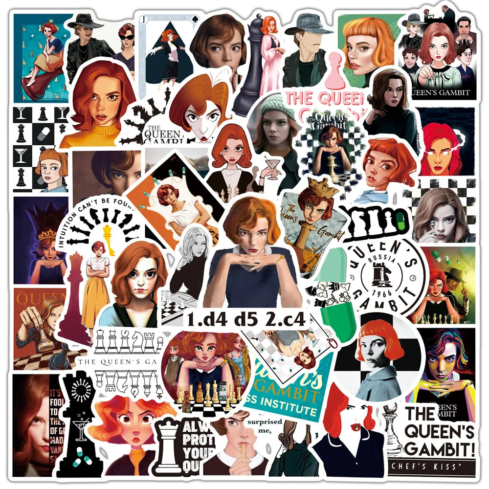 50PCS New American Drama Queen's Chess Game Graffiti Waterproof Sticker Suitcase Notebook Stationery Box WaterCup
