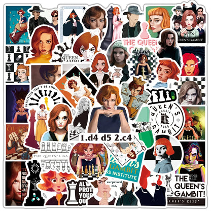 50PCS New American Drama Queen's Chess Game Graffiti Waterproof Sticker Suitcase Notebook Stationery Box WaterCup