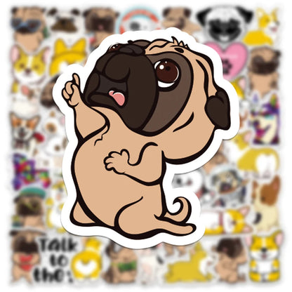 50PCS Cartoon Corgi Shapi Pet Dog Graffiti Sticker Notebook Guitar Water Cup Trolley Case Waterproof Sticker
