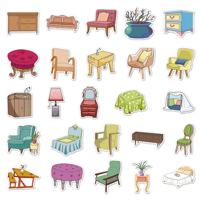 50PCS furniture graffiti stickers cartoon small fresh ins wind stickers DIY skateboard water cup luggage stickers