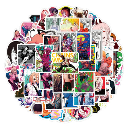 50PCS Cartoon Anime Chainsaw People Graffiti Stickers Cartoon Car Luggage Laptop Scooter Stickers