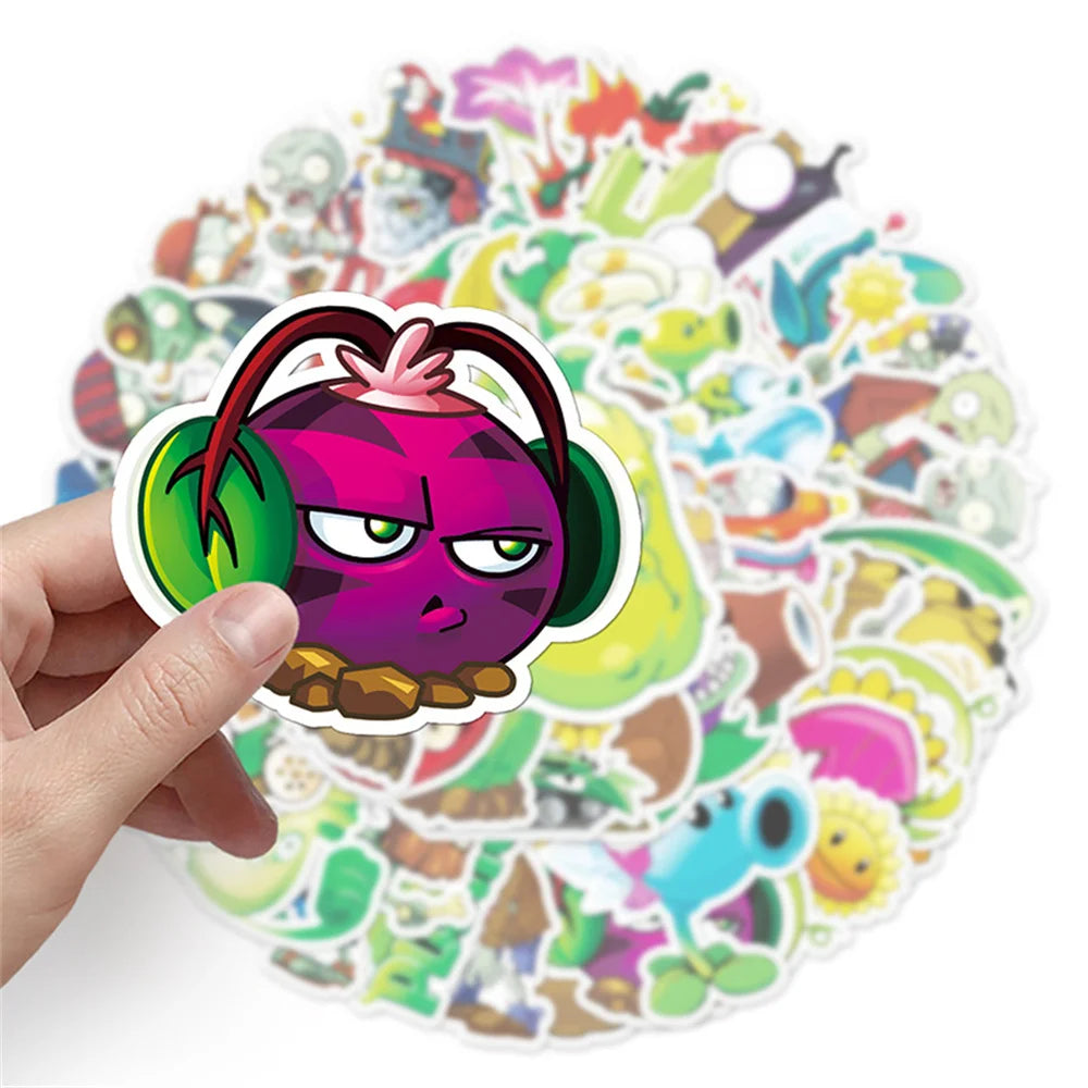 50PCS Plant Zombie War Game Cartoon Stickers Luggage Refrigerator Scooter Graffiti Waterproof Stickers