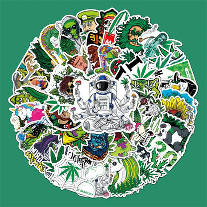 50PCS Cartoon Personality Spoof Green Graffiti Sticker Notebook Guitar Skateboard Mobile Phone Gift Toy Sticker