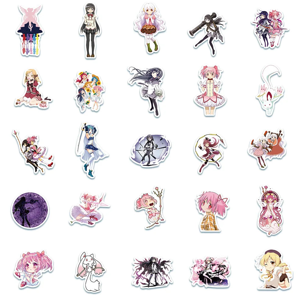 50PCS cartoon animation Magic Girl Little Round decorative style graffiti stickers, personalized, fashionable and creative trend DIY exquisite decorative decal cups, helmets, skateboard popular sticker toys