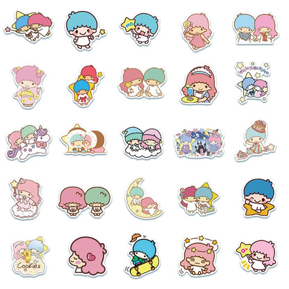 50PCS Cartoon Cute Little Twin Star Graffiti Laptop Guitar Skateboard Water Cup Waterproof Decoration Toy