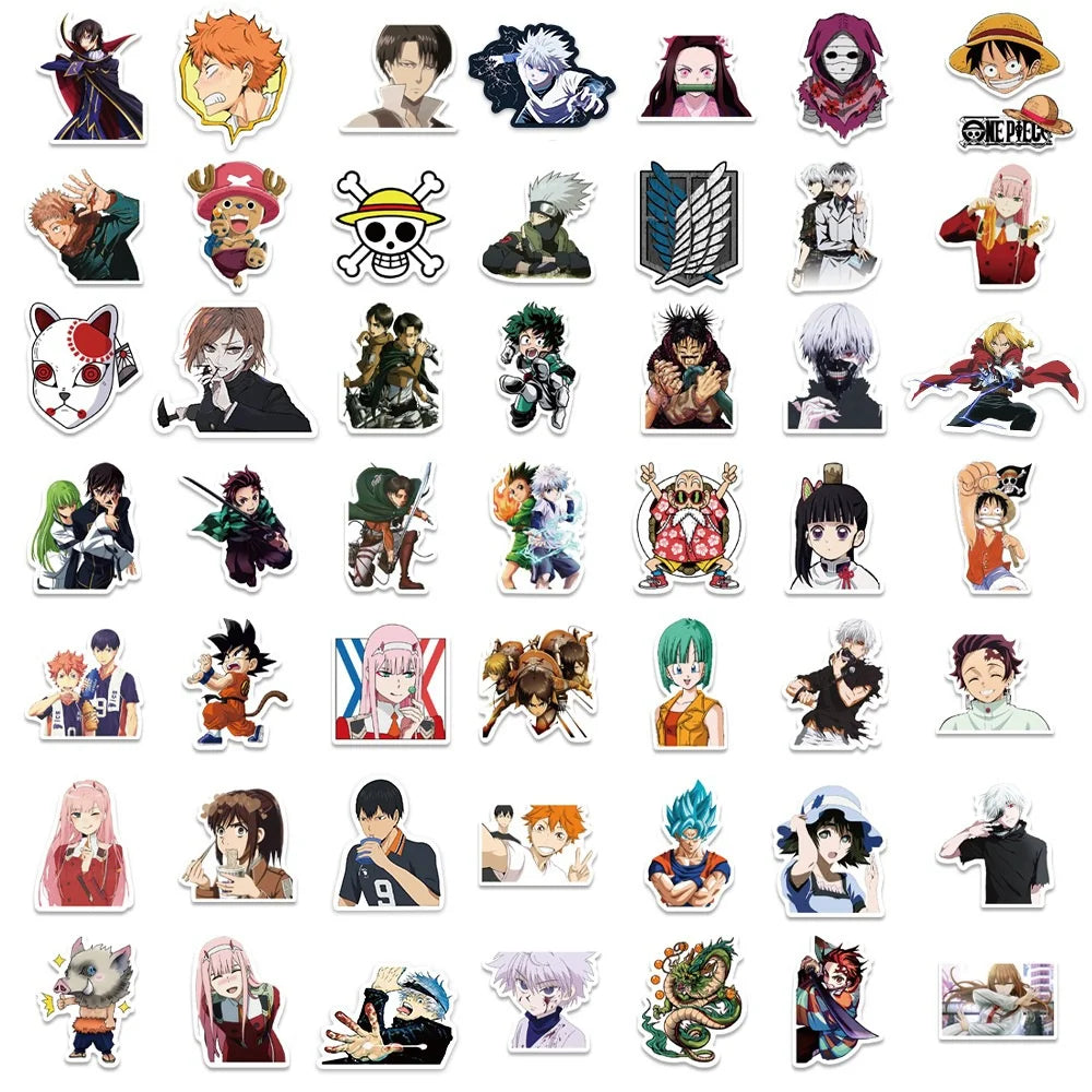 50PCS Japan Popular Anime Collection Graffiti Sticker Waterproof Skateboard Water Cup Luggage Sticker