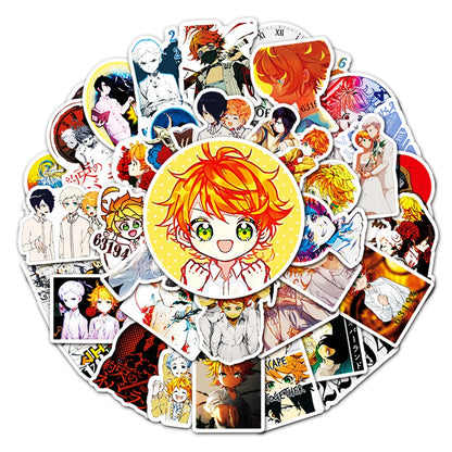 50PCS Anime promised Neverland Graffiti Laptop Skateboard Mobile Phone PVC Gift Toy Waterproof Sticker