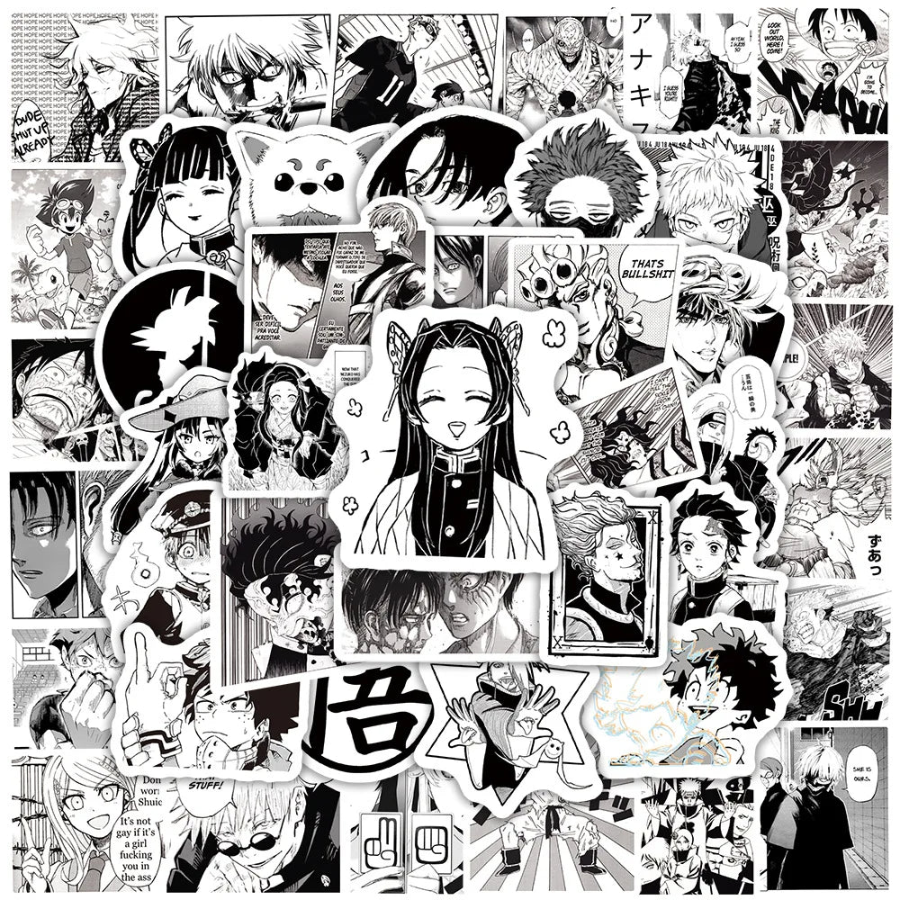 50PCS Mixed Anime Graffiti Demon Slayer/Tokyo Avengers/Hero Academy/Manga Style Helmet Laptop Cute Sticker