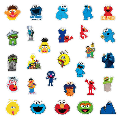 50PCS New Animation Sesame Street Graffiti Sticker Waterproof Luggage Compartment Notebook Scooter Refrigerator