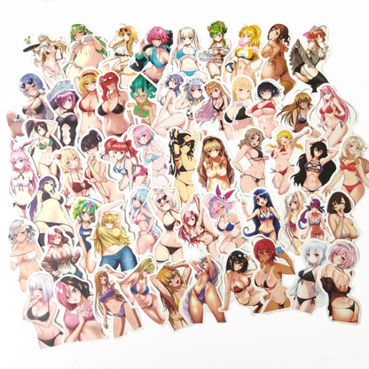 100PCS Japanese Anime Sexy Bikini Beauty Graffiti Stickers Personalized Creative Decorative Stickers Helmet Luggage Refrigerator Guitar Water Cup Popular Toy Decals