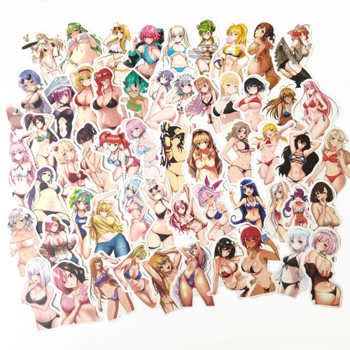 100PCS Japanese Anime Sexy Bikini Beauty Graffiti Stickers Personalized Creative Decorative Stickers Helmet Luggage Refrigerator Guitar Water Cup Popular Toy Decals