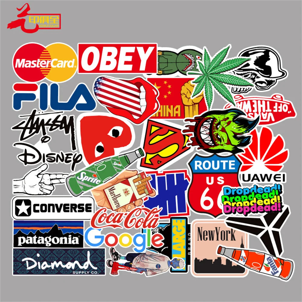 50PCS  Decorative Graffiti Stickers Computer Car Motorcycle Skateboard Stickers Wholesale Waterproof Stickers