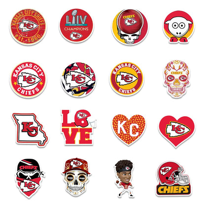 50PCS Kansas City Chief Football Graffiti Waterproof Sticker Suitcase Notebook Refrigerator Skateboard Water Cup