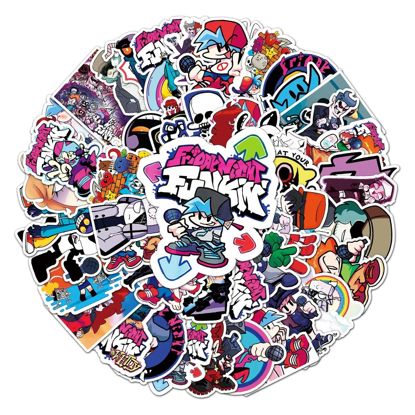 50PCS   FridayNight Funk Cartoon Game Graffiti Waterproof Sticker Suitcase Notebook Refrigerator Helmet