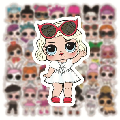 50PCS Cute Surprise Doll Cartoon Graffiti Waterproof Sticker Suitcase Notebook Skateboard Refrigerator Water Cup