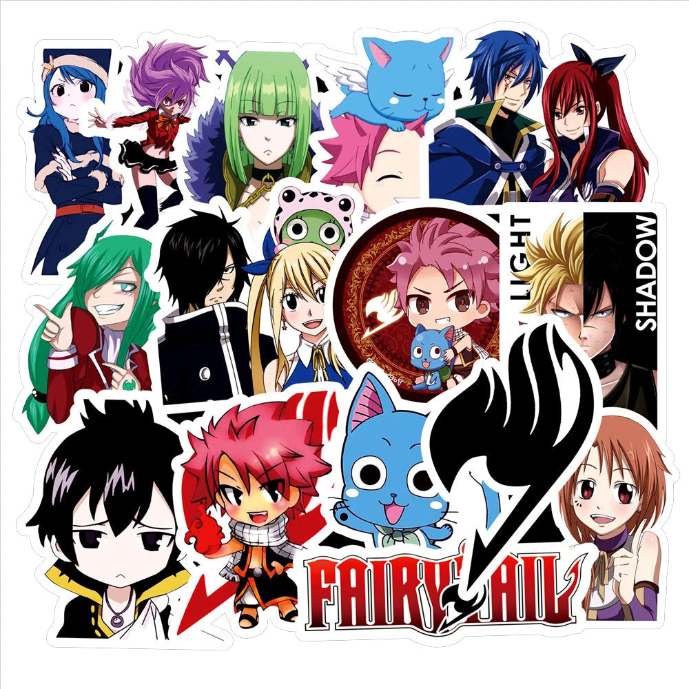 50PCS Anime Fairy Tail Cartoon Graffiti Stickers Mobile Phone Trunk Notebook Car Helmet Non-repetitive Decorative Stickers