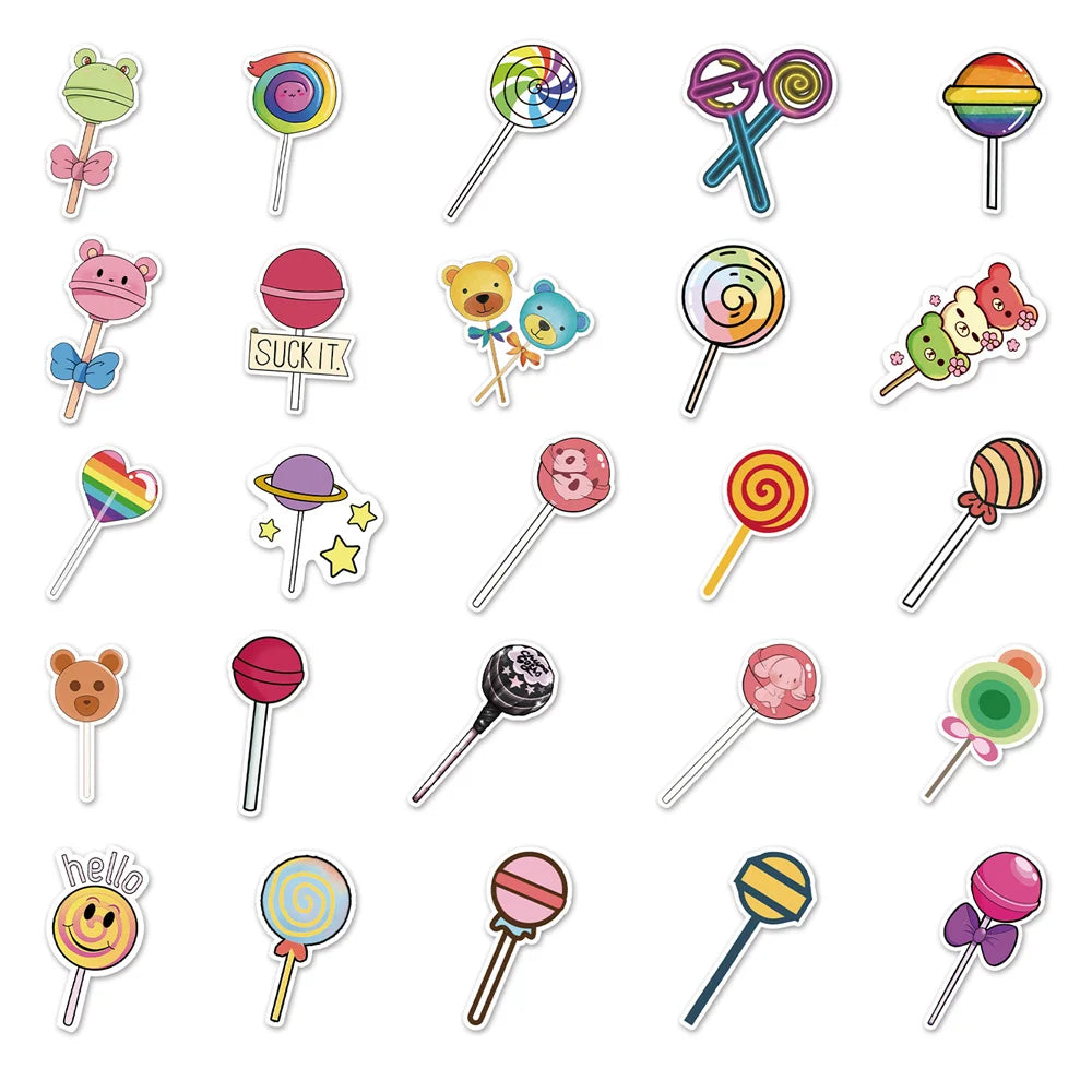 50PCS Cartoon Personality Lollipop Small Fresh Graffiti Waterproof Sticker Suitcase Notebook Refrigerator Helmet