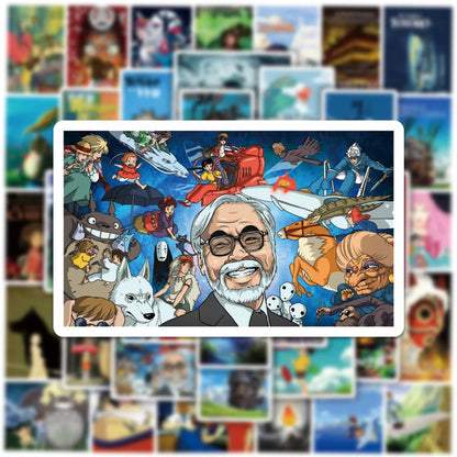 50PCS Animated Hayao Miyazaki Graffiti Notebook Mobile Phone Case Motorcycle Luggage Toy Cartoon Cute Sticker